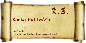 Kanka Bolivár névjegykártya